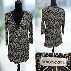 Veronica M Faux Wrap Blouson Dress with Pockets Size XS